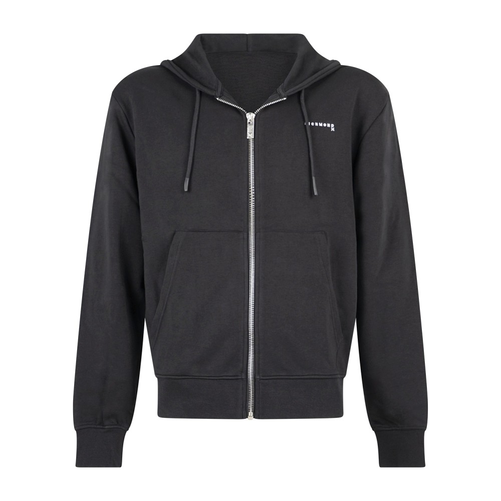 Richmond X - Felpa cappuccio Dayale nera in cotone logo ricamato per uomo |