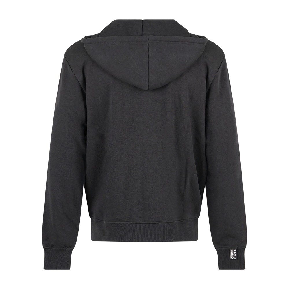 Richmond X - Felpa cappuccio Dayale nera in cotone logo ricamato per uomo |