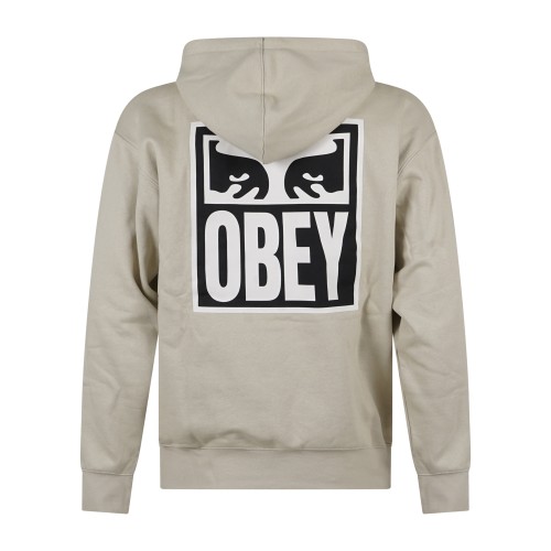 Obey - Felpa con cappuccio Eyes Icon beige con stampa logo per uomo | 112843126 2