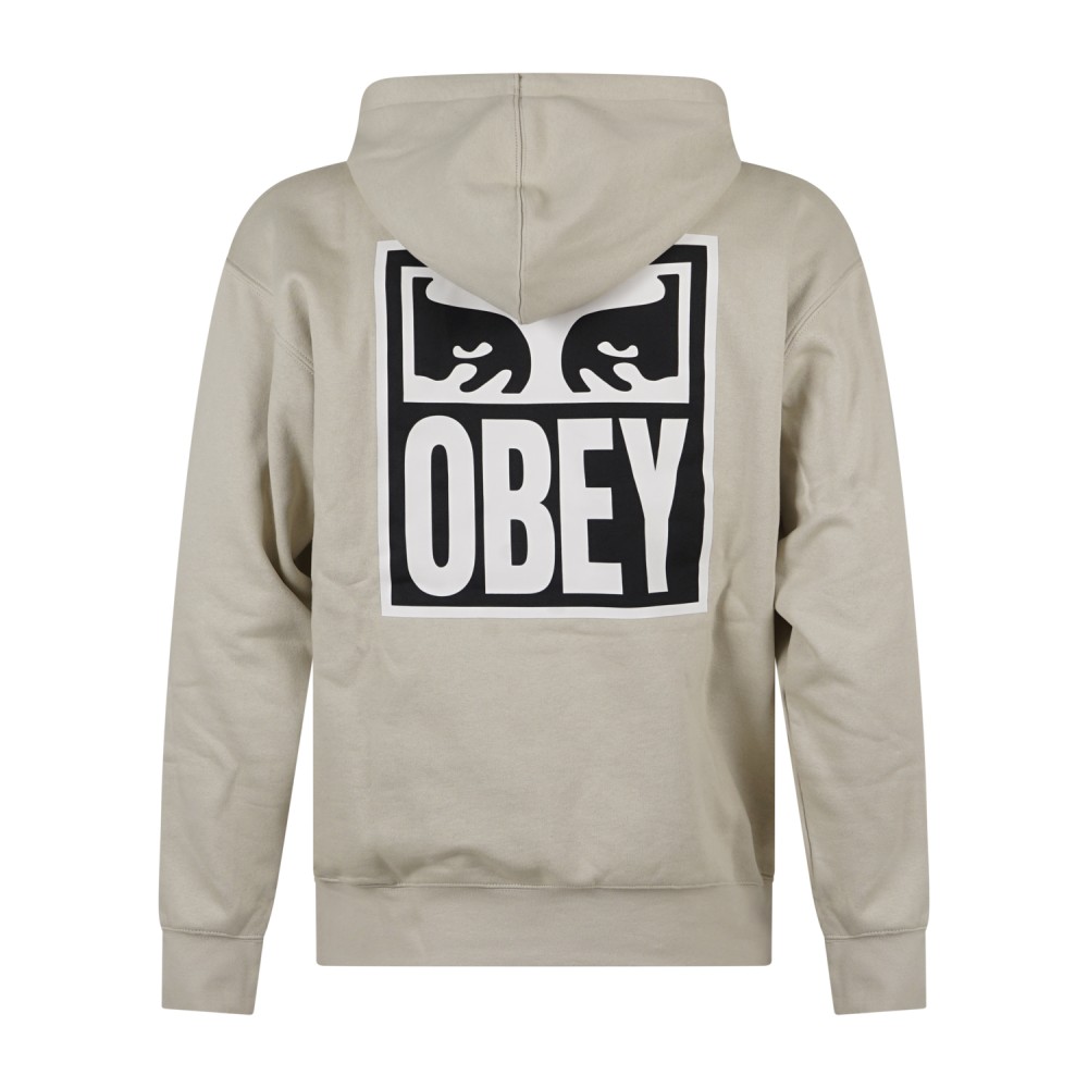 Obey - Felpa con cappuccio Eyes Icon beige con stampa logo per uomo | 112843126