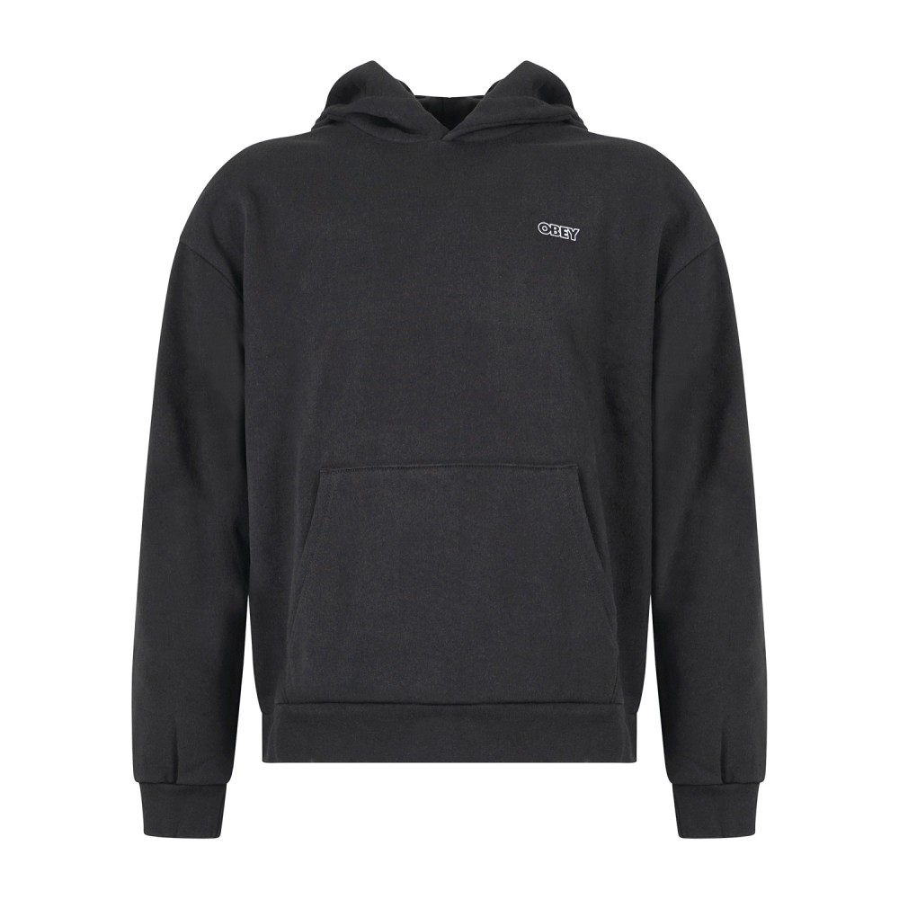 Obey - Felpa con cappuccio Treble Extra Heavy nera con stampa logo per uomo |