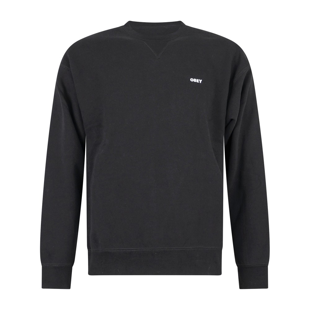 Obey - Felpa girocollo Established Works nera con ricamo logo per uomo |