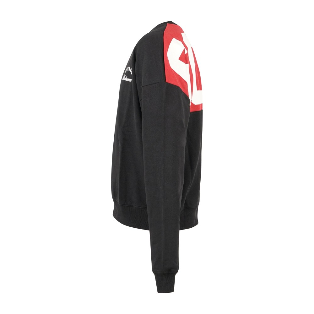 GCDS - Felpa girocollo nera in cotone con stampa logo regular fit per uomo |