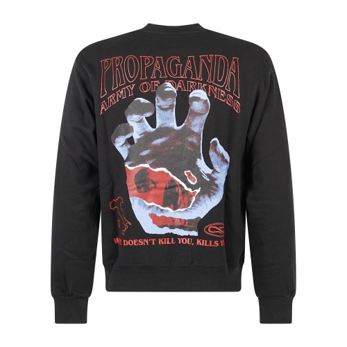 Propaganda - Felpa girocollo nera in cotone stampa Darkness per uomo | 2