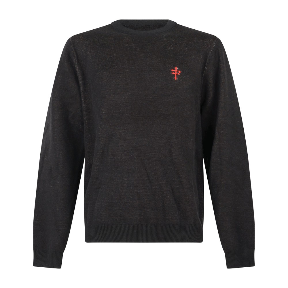 Propaganda - Maglione girocollo nera in cotone lavorazione jacquard per uomo |