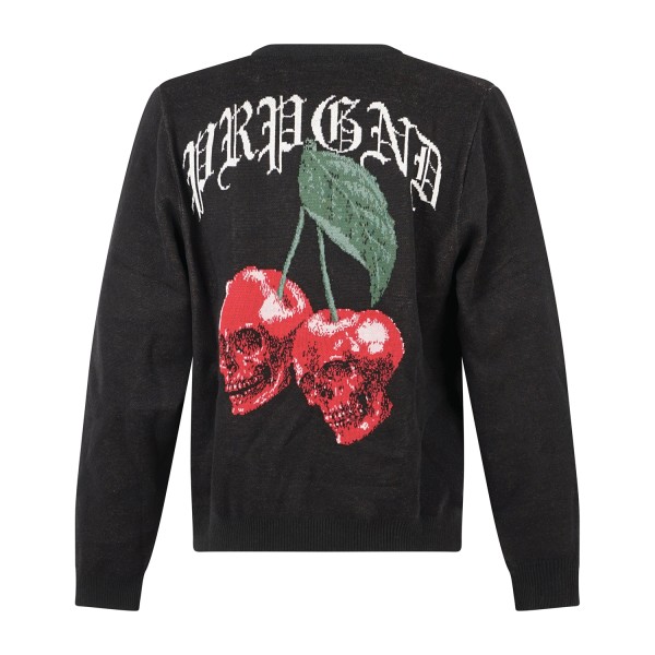 Propaganda - Maglione girocollo nera in cotone lavorazione jacquard per uomo |