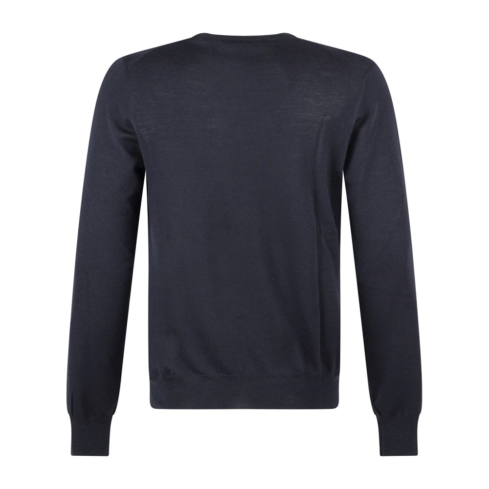 Gran Sasso - Maglione girocollo blu in lana super tasmania per uomo | paricollo