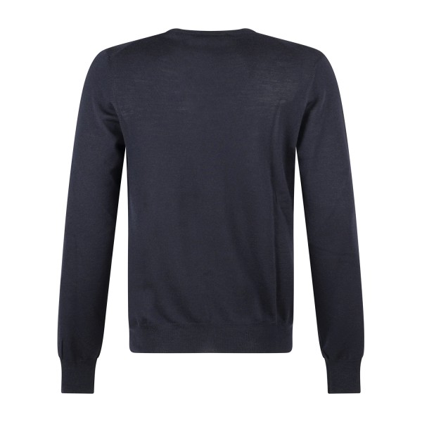 Gran Sasso - Maglione girocollo blu in lana super tasmania per uomo | paricollo