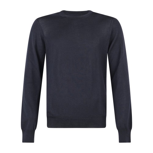 Gran Sasso - Maglione girocollo blu in lana super tasmania per uomo | paricollo