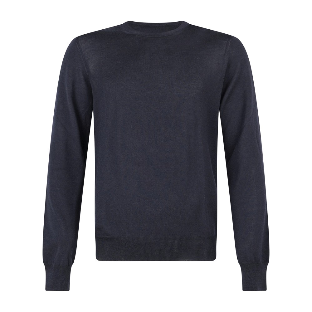Gran Sasso - Maglione girocollo blu in lana super tasmania per uomo | paricollo