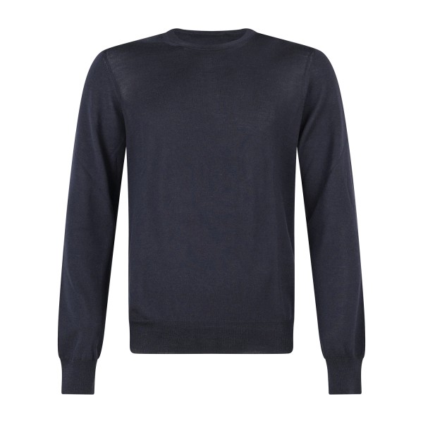 Gran Sasso - Maglione girocollo blu in lana super tasmania per uomo | paricollo
