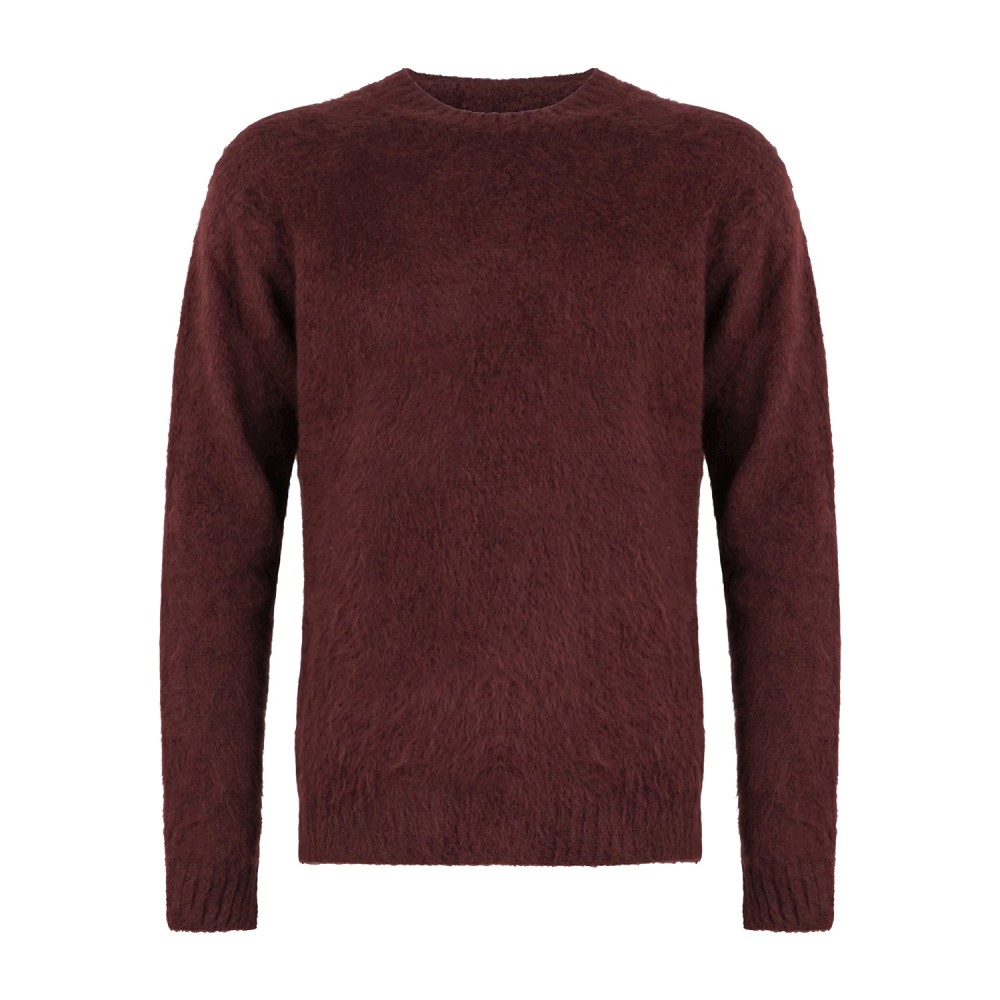 Daniele Alessandrini - Maglione girocollo bordeaux in misto lana effetto