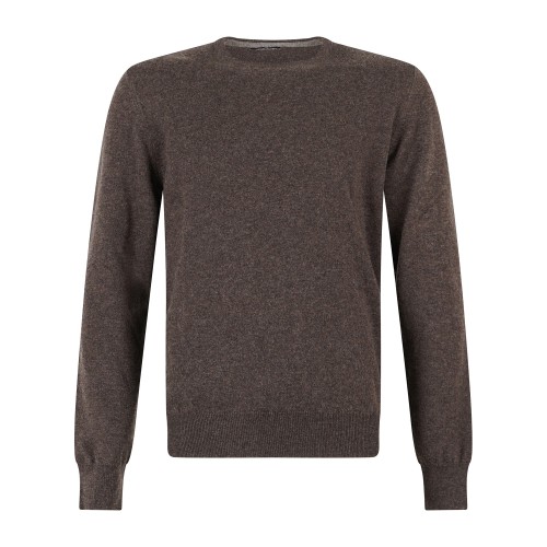 Gran Sasso - Maglione girocollo marrone in cashmere per uomo | paricollo m/l