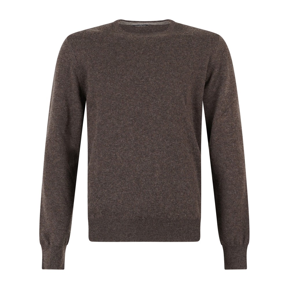 Gran Sasso - Maglione girocollo marrone in cashmere per uomo | paricollo m/l