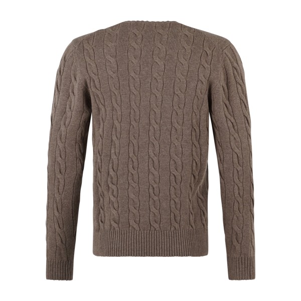 Gran Sasso - Maglione girocollo marrone in lana e cashmere con lavorazione