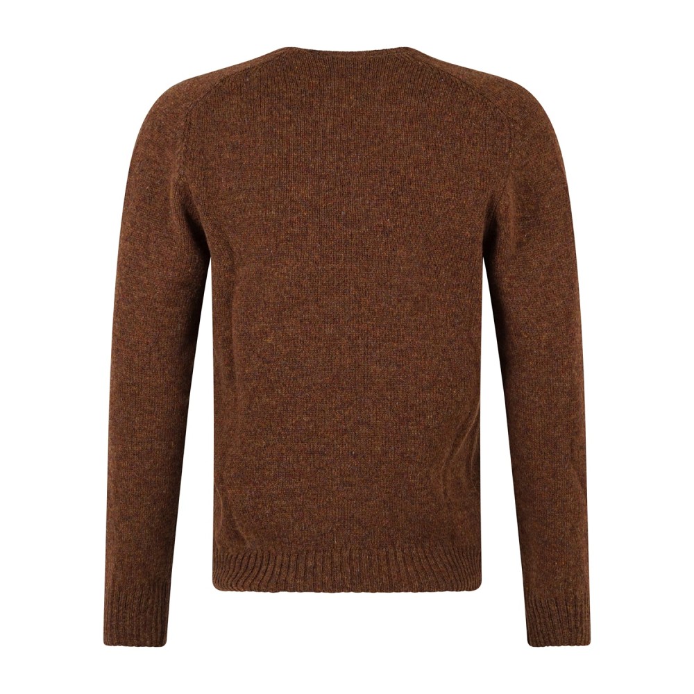 Gran Sasso - Maglione girocollo marrone in pura lana Shetland per uomo |