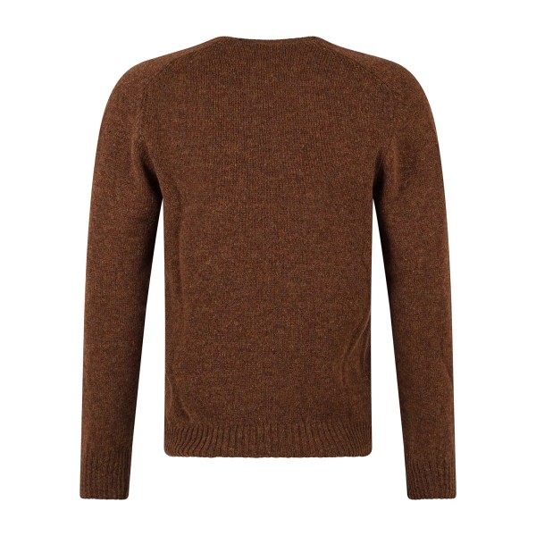 Gran Sasso - Maglione girocollo marrone in pura lana Shetland per uomo |