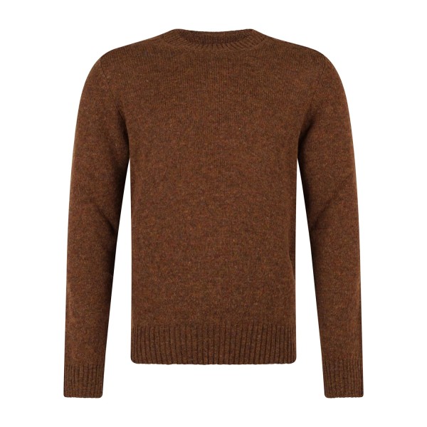 Gran Sasso - Maglione girocollo marrone in pura lana Shetland per uomo |