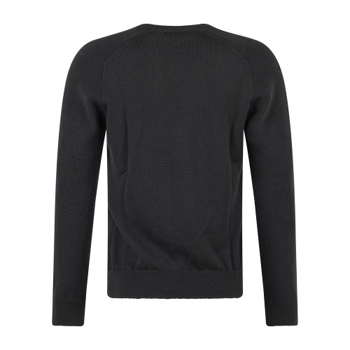 Gran Sasso - Maglione girocollo nero in lana vergine idrorepellente con