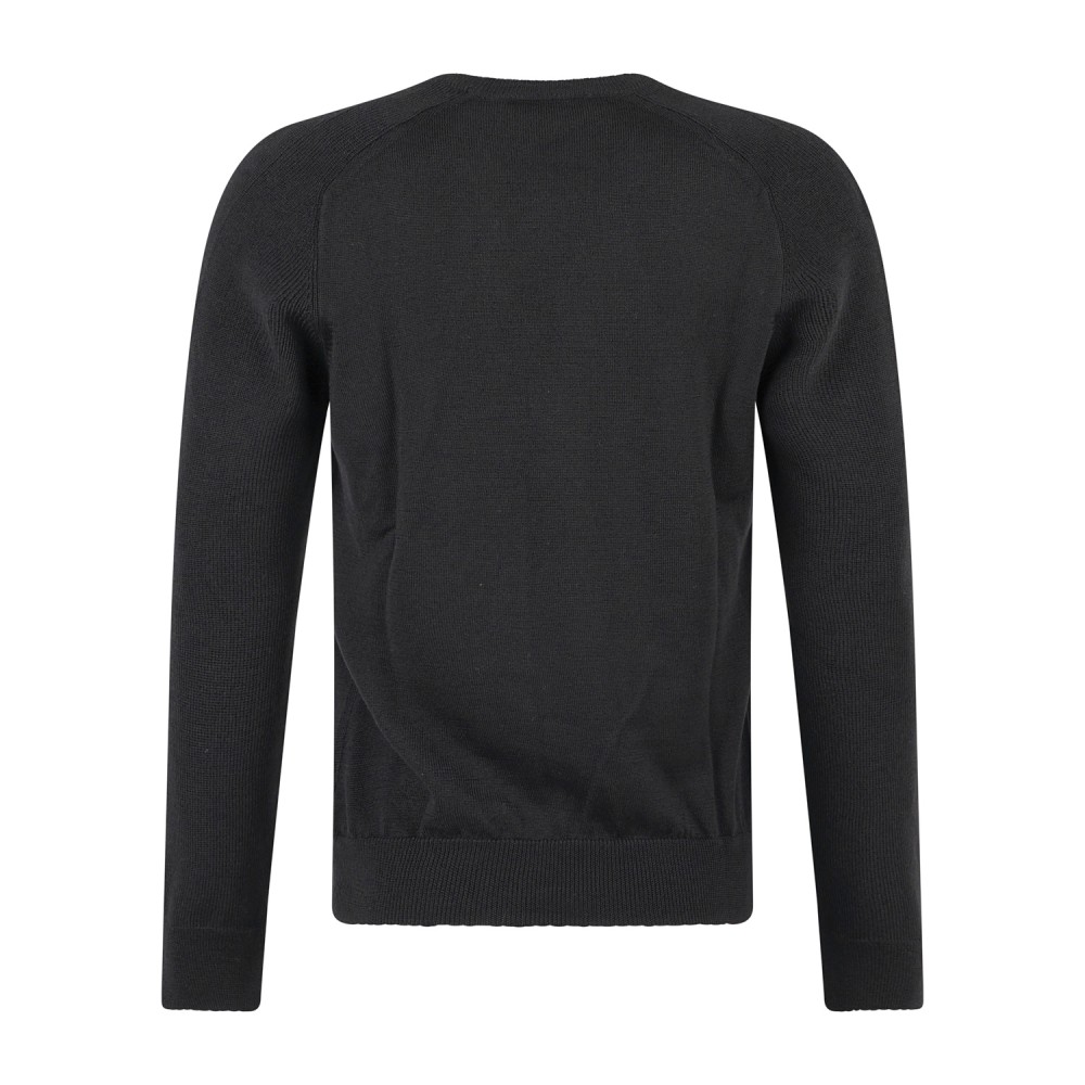 Gran Sasso - Maglione girocollo nero in lana vergine idrorepellente con