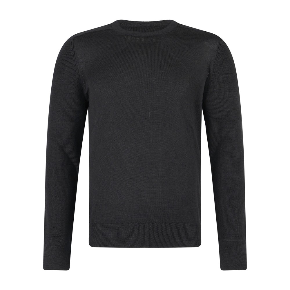 Gran Sasso - Maglione girocollo nero in lana vergine idrorepellente con