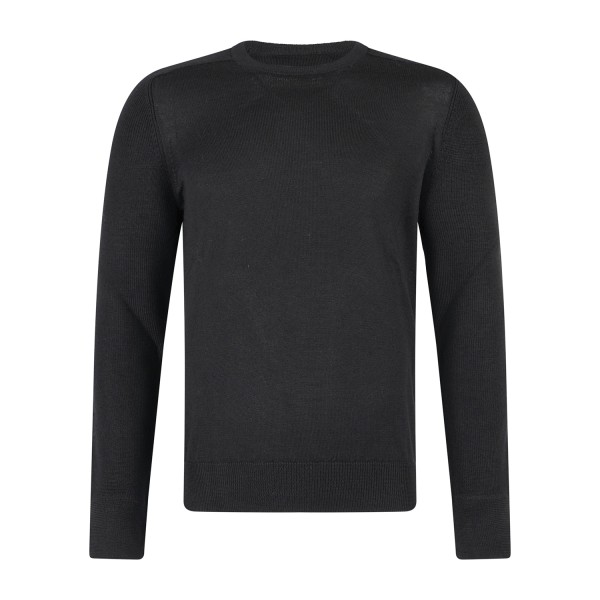 Gran Sasso - Maglione girocollo nero in lana vergine idrorepellente con