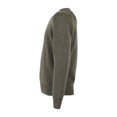 Gran Sasso - Maglione girocollo verde in pura lana Shetland per uomo | 2
