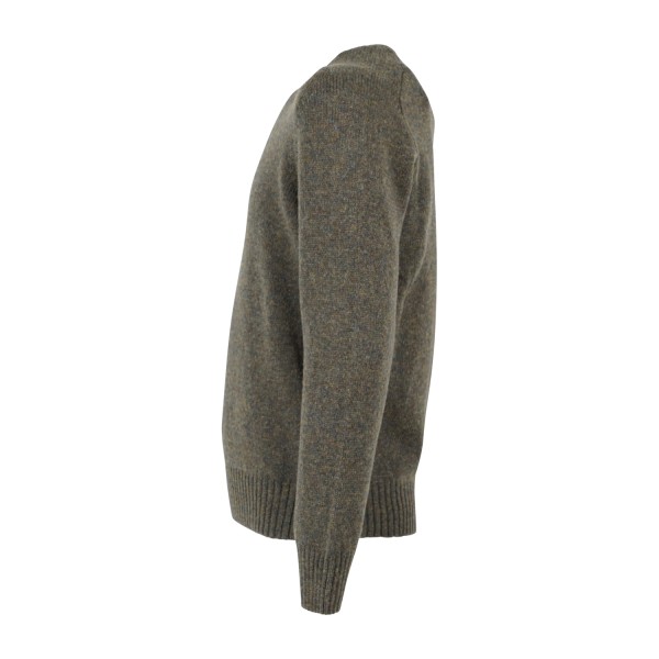Gran Sasso - Maglione girocollo verde in pura lana Shetland per uomo |
