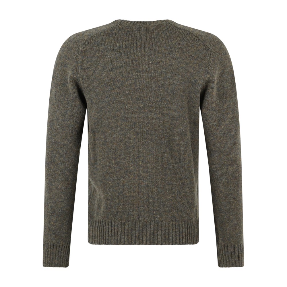 Gran Sasso - Maglione girocollo verde in pura lana Shetland per uomo |