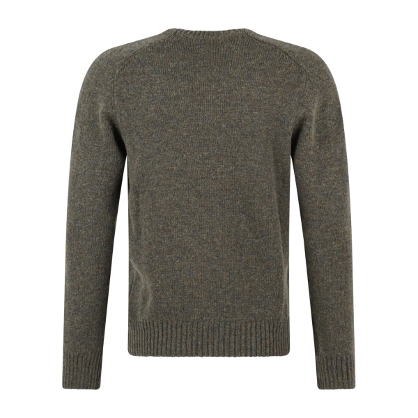 Gran Sasso - Maglione girocollo verde in pura lana Shetland per uomo |