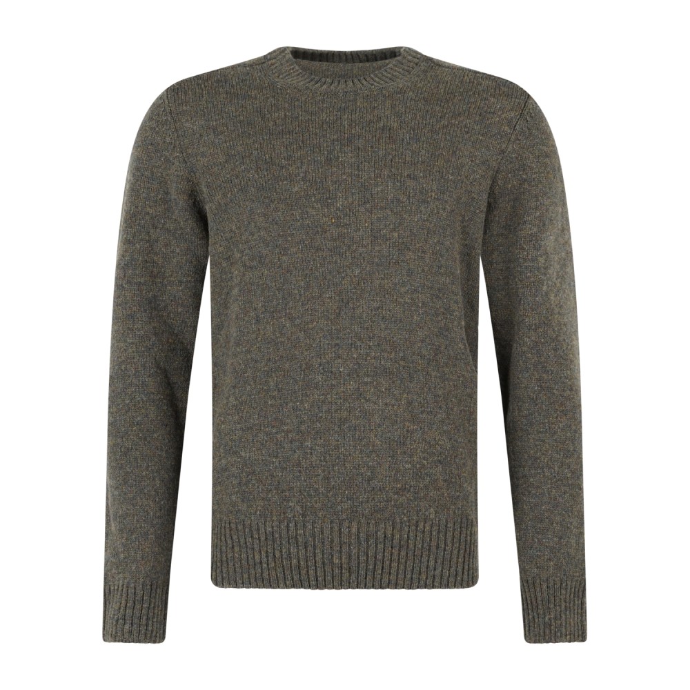 Gran Sasso - Maglione girocollo verde in pura lana Shetland per uomo |