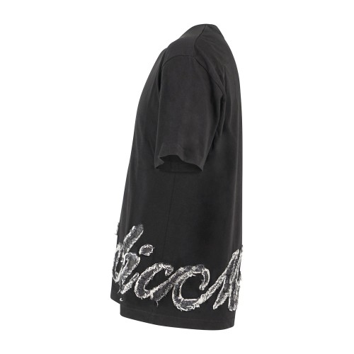 Richmond X - T-Shirt Boxy nera con logo ricamato per uomo | uxa26026tsjsc black 2