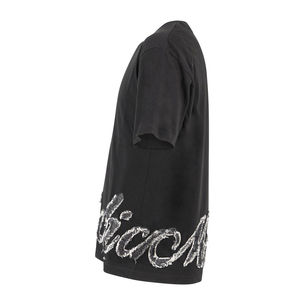 Richmond X - T-Shirt Boxy nera con logo ricamato per uomo | uxa26026tsjsc black
