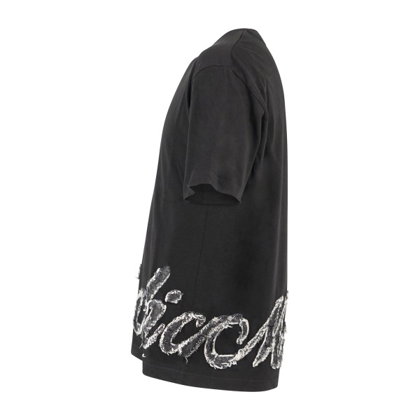 Richmond X - T-Shirt Boxy nera con logo ricamato per uomo | uxa26026tsjsc black
