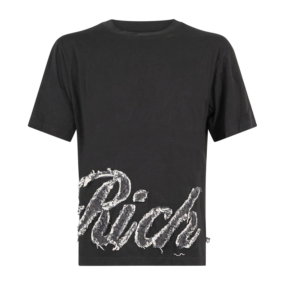 Richmond X - T-Shirt Boxy nera con logo ricamato per uomo | uxa26026tsjsc black