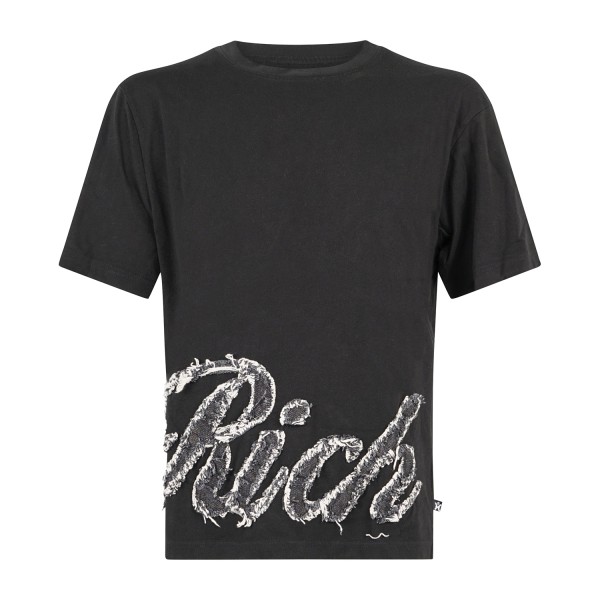 Richmond X - T-Shirt Boxy nera con logo ricamato per uomo | uxa26026tsjsc black