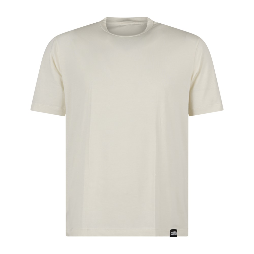 Dsquared2 - T-shirt girocollo beige in cotone patch logo retro per uomo |