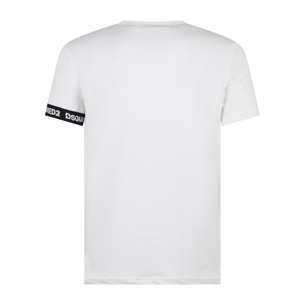 Dsquared2 - T-shirt girocollo bianca in cotone banda logo per uomo |