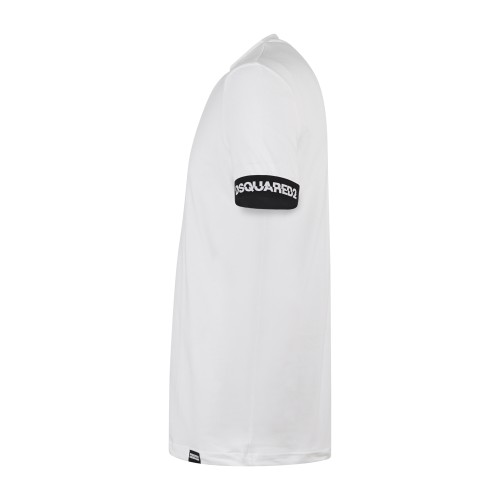Dsquared2 - T-shirt girocollo bianca in cotone banda logo per uomo | 2