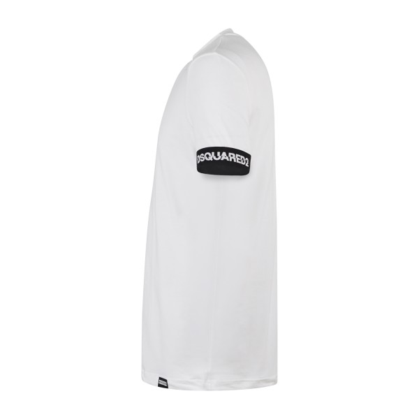 Dsquared2 - T-shirt girocollo bianca in cotone banda logo per uomo |