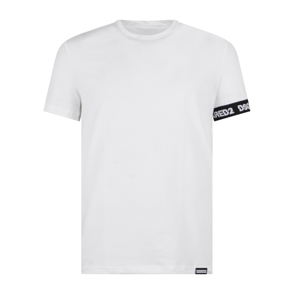 Dsquared2 - T-shirt girocollo bianca in cotone banda logo per uomo |