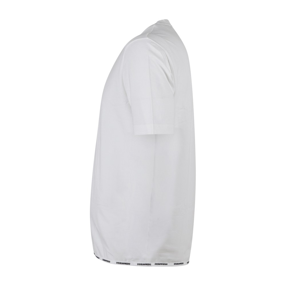 Dsquared2 - T-shirt girocollo bianca in cotone con stampa logo sul fondo per