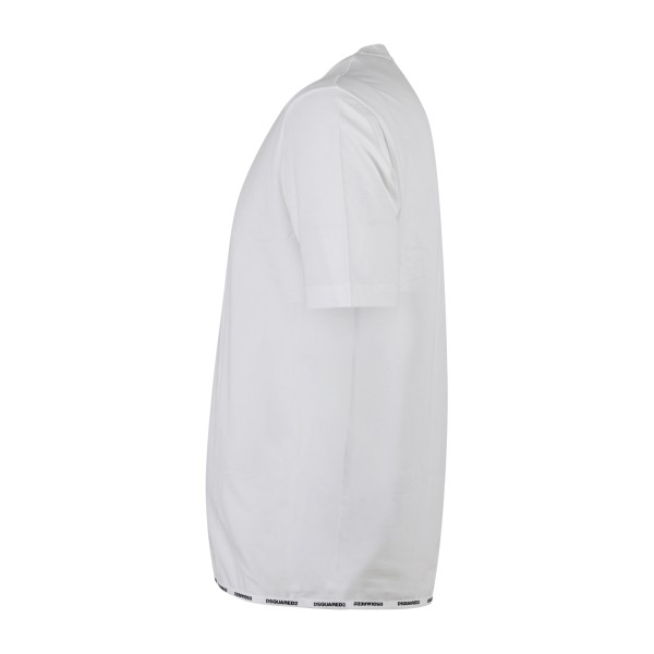 Dsquared2 - T-shirt girocollo bianca in cotone con stampa logo sul fondo per