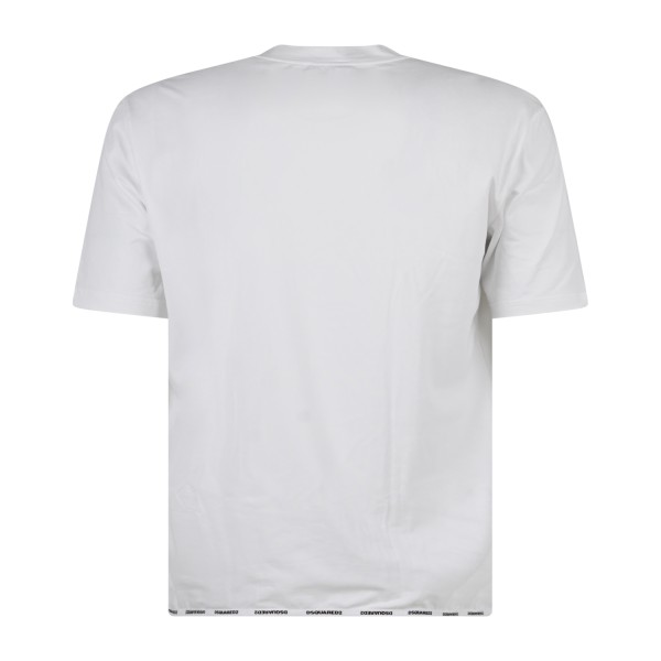 Dsquared2 - T-shirt girocollo bianca in cotone con stampa logo sul fondo per