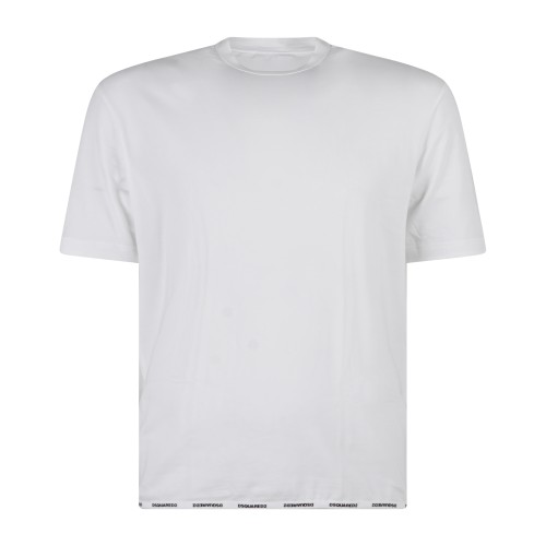 Dsquared2 - T-shirt girocollo bianca in cotone con stampa logo sul fondo per