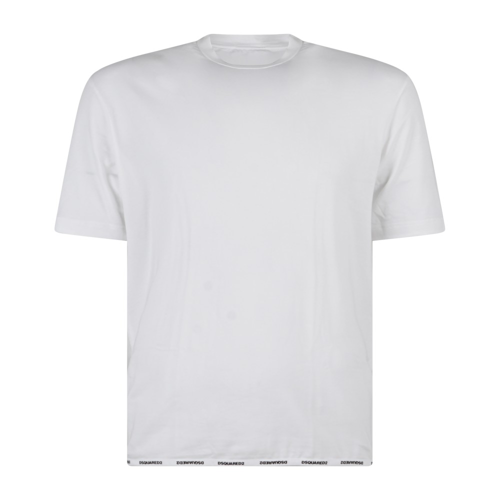 Dsquared2 - T-shirt girocollo bianca in cotone con stampa logo sul fondo per