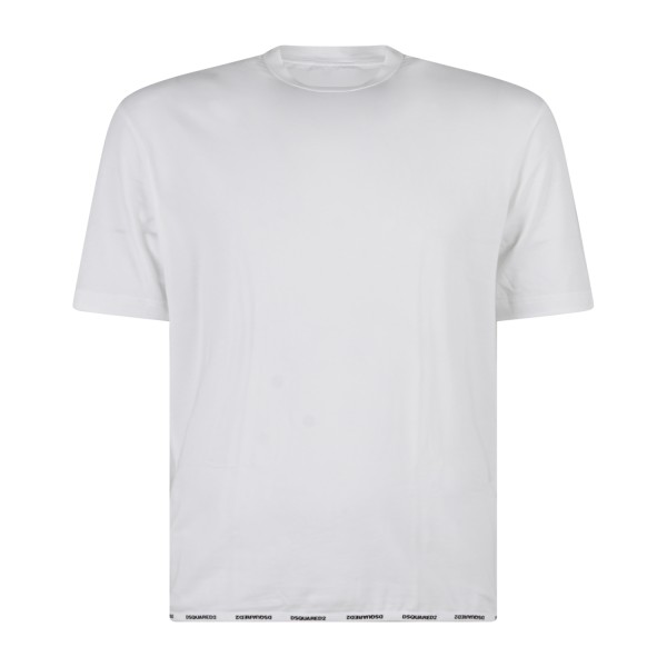 Dsquared2 - T-shirt girocollo bianca in cotone con stampa logo sul fondo per