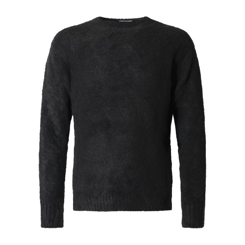 Daniele Alessandrini - Maglione girocollo nero in misto lana effetto spazzolato