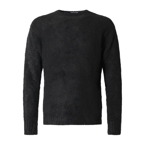 Daniele Alessandrini - Maglione girocollo nero in misto lana effetto spazzolato