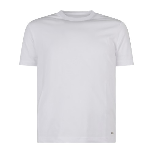 Markup - T-shirt girocollo bianca in cotone logo metallo regular fit per uomo |